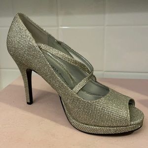 Silver glitter heels